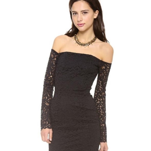HONEY AND ROSIE•off shoulder lace black dress - Picture 1 of 6